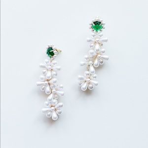 Nicola Bathie Emerald + Pearl Burst earrings
